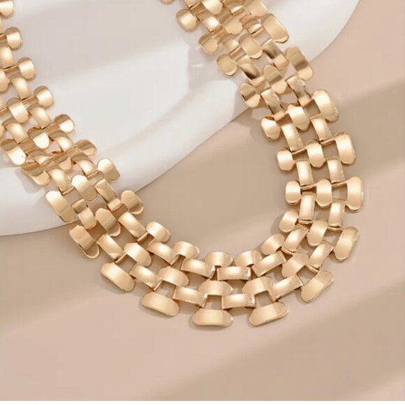 18K Gold Filled Statement Link Collar Necklace - Picture 4 of 5